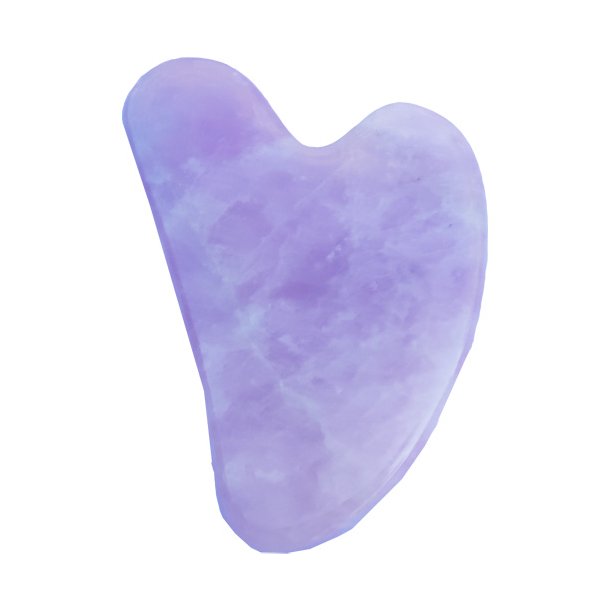 Flad massage sten Gua Sha Rosakvarts ca.5,5 x 8 cm, ca 40 g