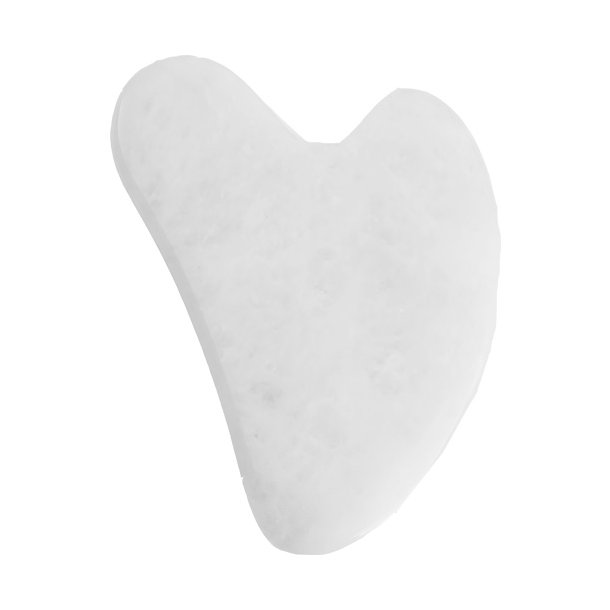 Flad massage sten Gua Sha Hvid jade ca.5,5 x 8 cm, ca 40 g