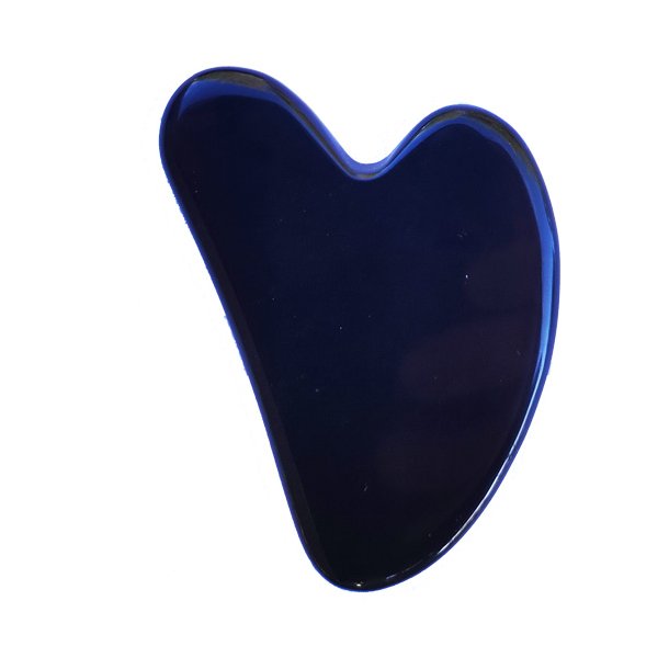 Flad massage sten Gua Sha Obsidian ca.5,5 x 8 cm, ca 40 g