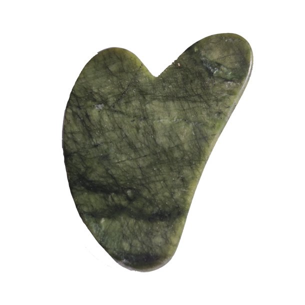 Flad massage sten Gua Sha Jade ca.5,5 x 8 cm, ca 35 g Kina