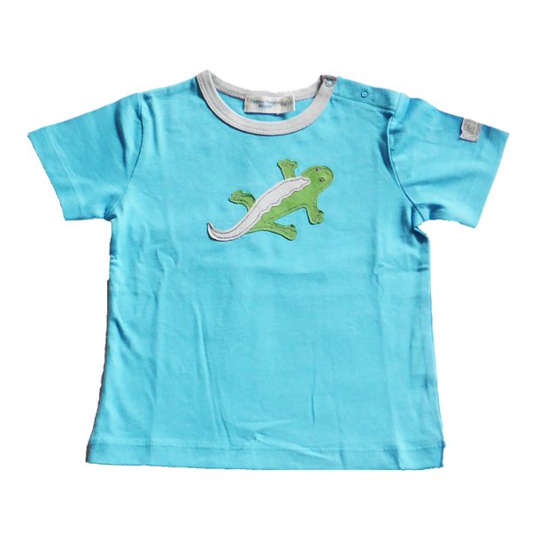 Bl t-shirt med dino applikation 80 cm