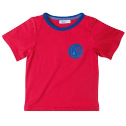 T-shirt,rd m bl detaljer kologisk bomuld 80 cm