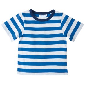 T-shirt, mrkebl og hvide striber ko bomuld