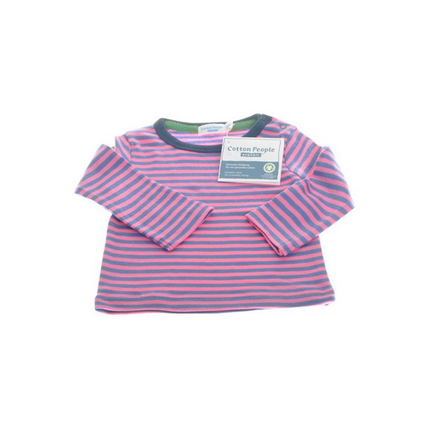 Langrmet bluse, stribet mrklilla/pink, 68 cm