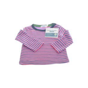 Langrmet bluse, stribet mrklilla/pink, 80 cm