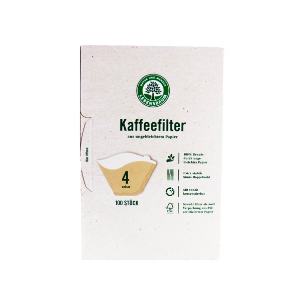 Kaffeefilter ubleget st. 4 100 stk. Lebensbaum