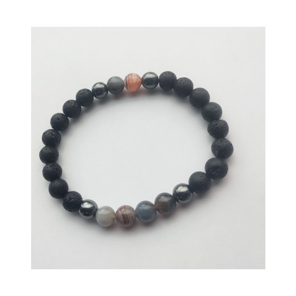 Lava Armb�nd med Botswana agat perler til m�nd 8 mm