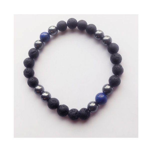 Lava Armb�nd med sodalit perler til m�nd 8 mm