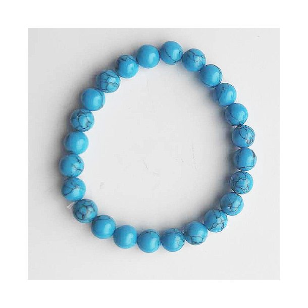 Turquenite armbnd 8 mm (farvet hovlit)