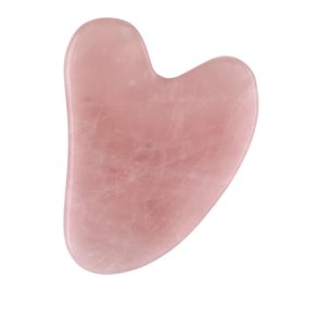 Flad massage sten Gua Sha Rosakvarts ca.5,5 x 8 cm, ca 40 g