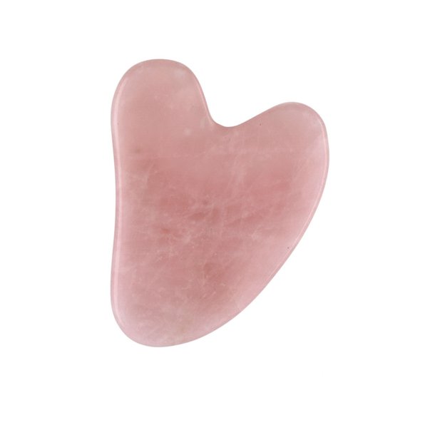 Flad massage sten Gua Sha Rosakvarts ca.5,5 x 8 cm, ca 40 g