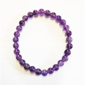 Ametyst Armbnd 6 mm med elastik, fra Brasilien
