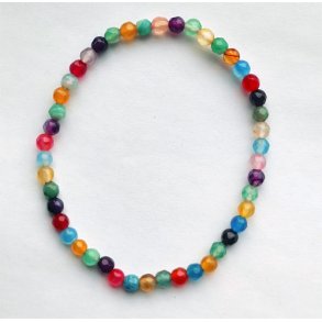 Agate MIX Armbnd Fac. 4 mm (farvet agatsten)