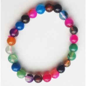 Agate armbnd blandet farver 8 mm