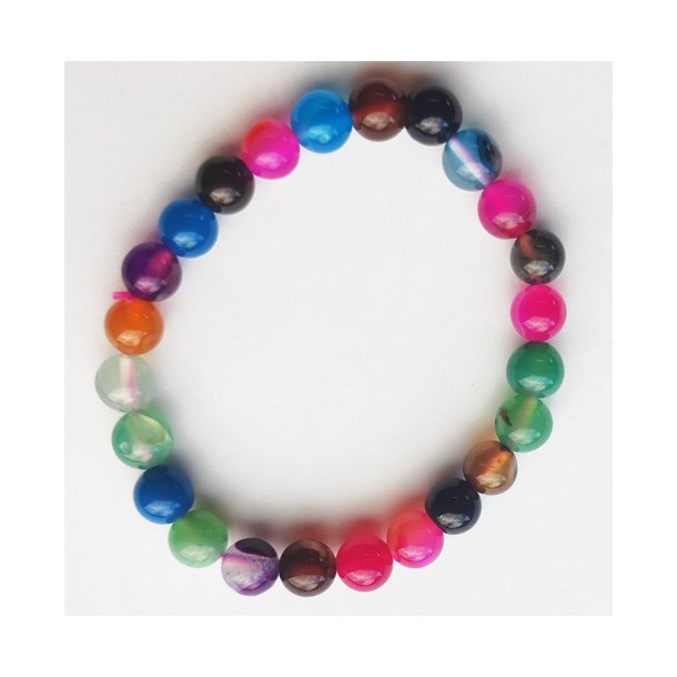 Agate armbnd blandet farver 8 mm