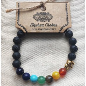 Lavasten armbnd med chakrasten og elefant