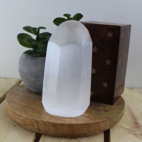 Selenit cylinder trn, ca. 8-9 cm