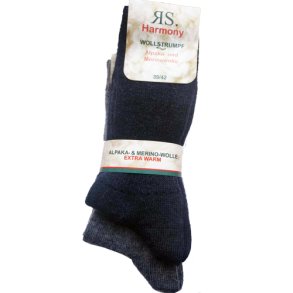 Alpaka- og merino uld strmper bl og gr