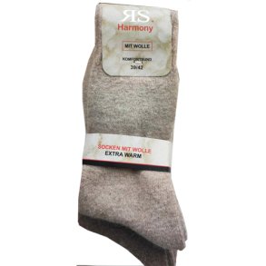 Varme strmper med angora beige og brun