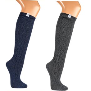 Jacquard knstrmper MRKEBL OG GR med merino uld