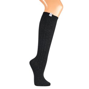 Jacquard sorte knstrmper med merino uld