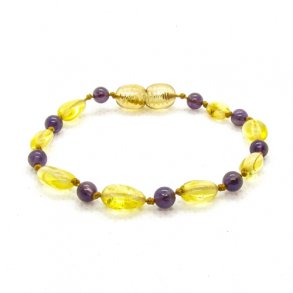 Rav og ametyst armbnd 14 cm