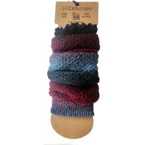 Uld benvarmere rd, bl og sort