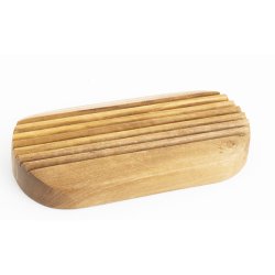 Sbeskl af oliventr m. riller, oval ca. 12x7x2 cm