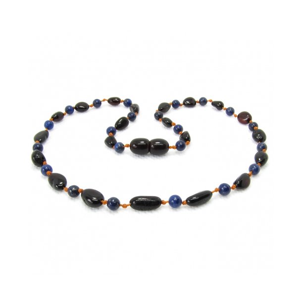Amber & Lapis Lazuli halsk�de 38 cm