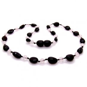 Amber & Rose Quartz halsk�de 38 cm