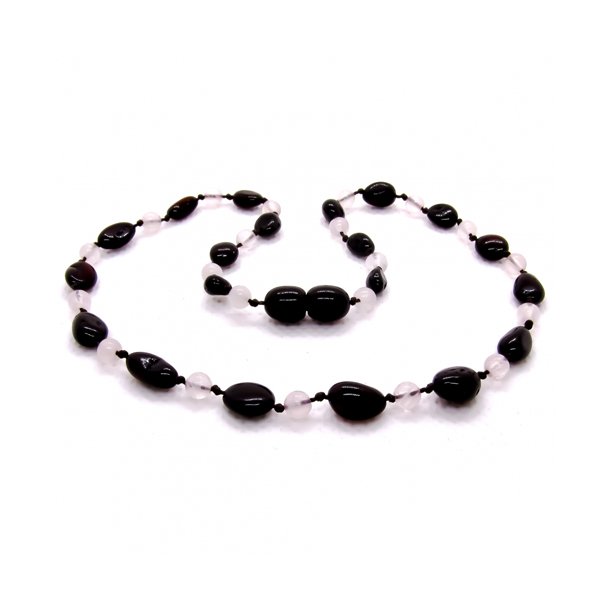 Amber & Rose Quartz halsk�de 38 cm