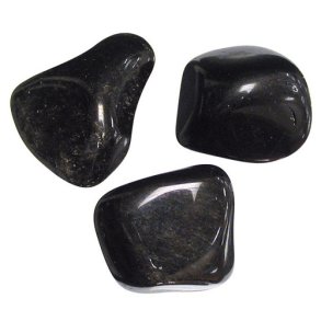 Obsidian sort og slv, poleret, fra Mexico 1,5-2 cm