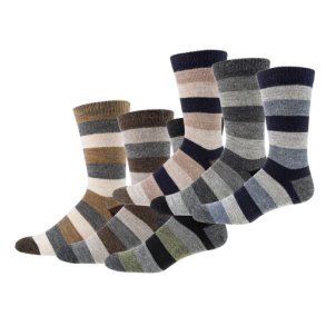 Uldstrmper med alpaca uld & striber 3 par.