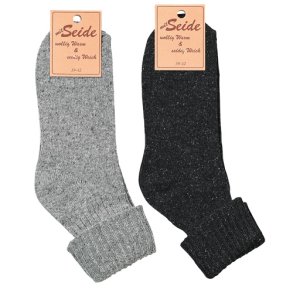 Uldstrmper med silke gr og antracit