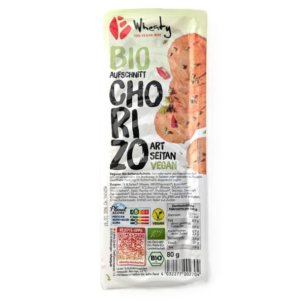 Chorizo i skiver kologisk vegansk 80g