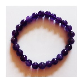 Amethyst Armbnd 8 mm med elastik, kvalitet B, Brasilien