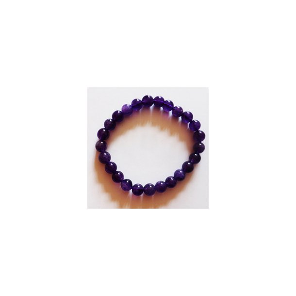 Amethyst Armbnd 8 mm med elastik, kvalitet B, Brasilien