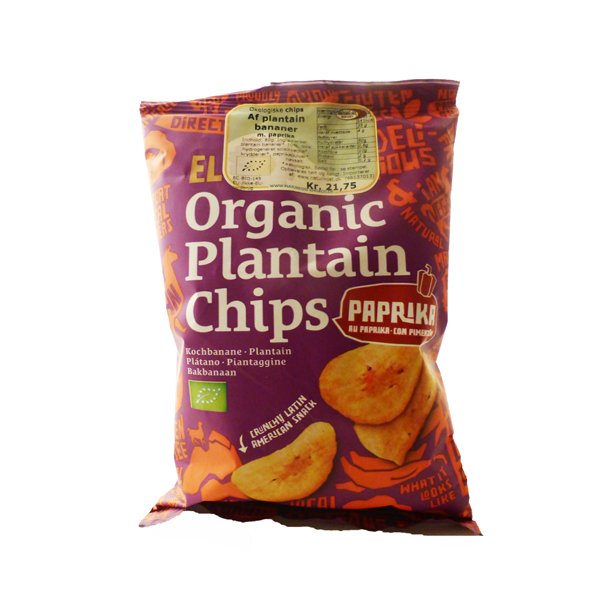 Chips af plantain bananer m/paprika ko