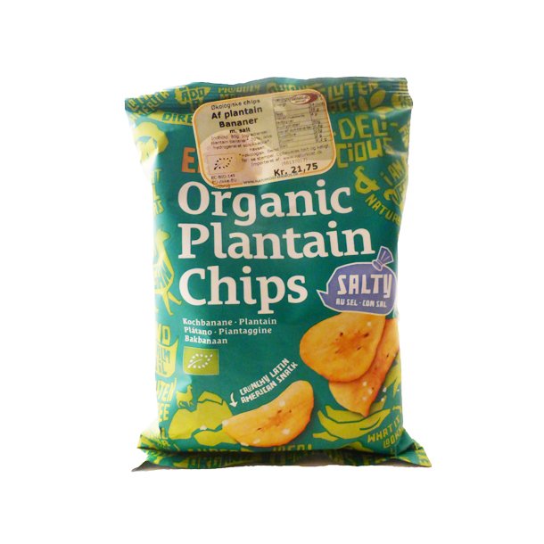 Chips af plantain bananer m/salt ko