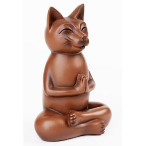 Mediterende kat 15 cm WoodFinish