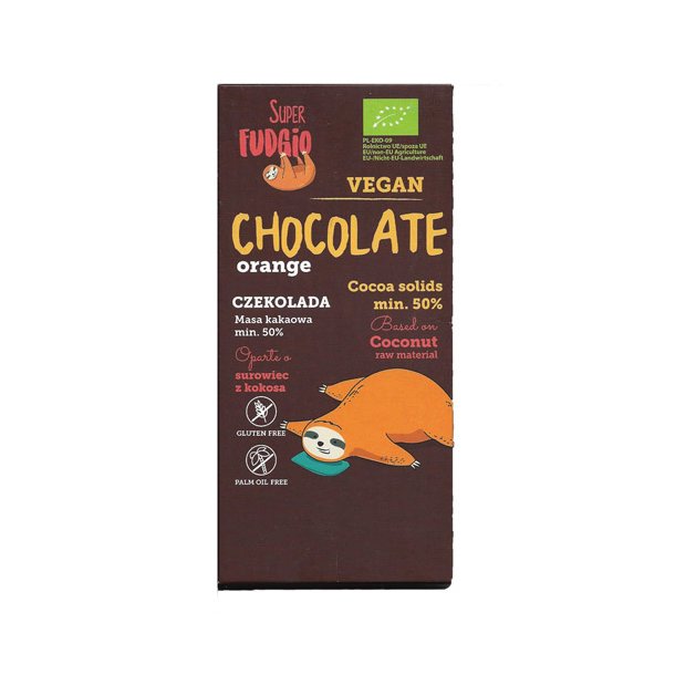 Chokoladebar af risdrikpulver m. Orange (Super Fudgio) Vegan