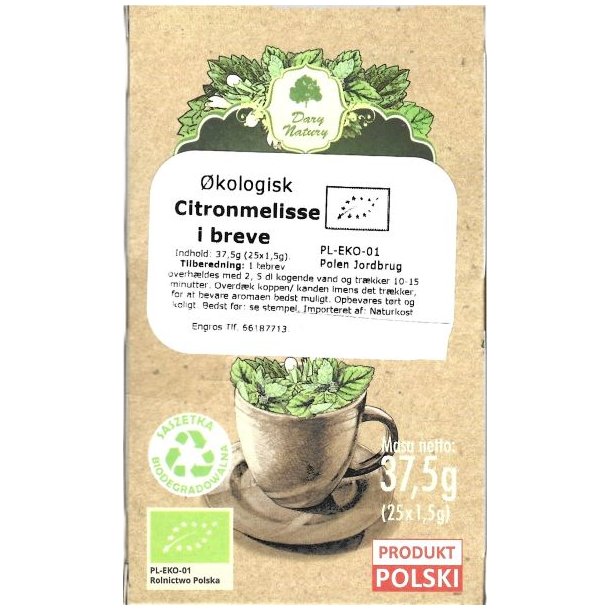 Citronmelisse te i breve kologisk - Dary Natury