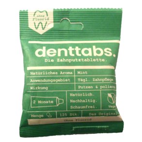 Denttabs uden fluor 125 stk.  Vegan