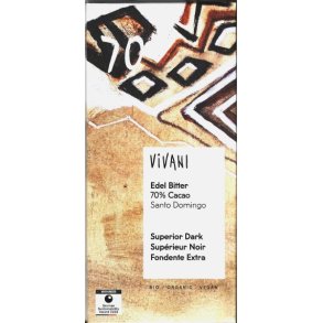 M�rk chokolade 70% fra Santo Domingo �kologisk - Vivani