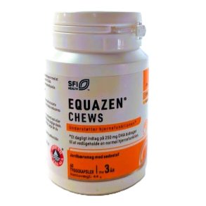 Equazen 60 tyggekapsler med jordbrsmag og sdestof.
