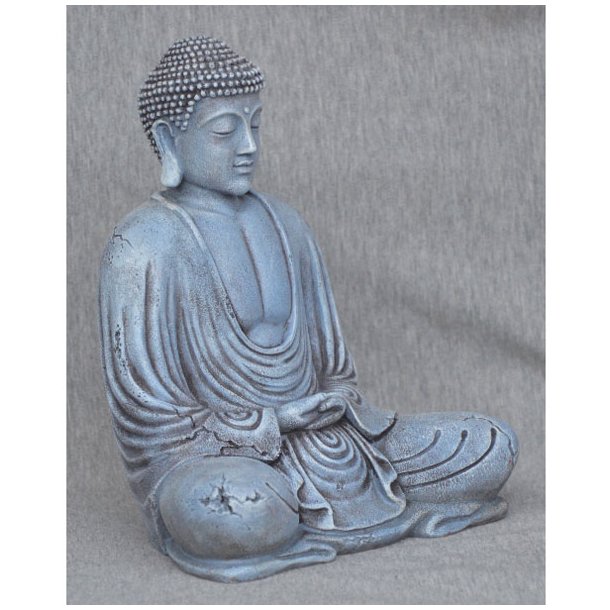 Lille gr have-Buddha med patina