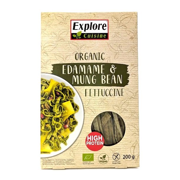 Fettuccine med Edamame- &amp; Mungb�nner  �kologiske
