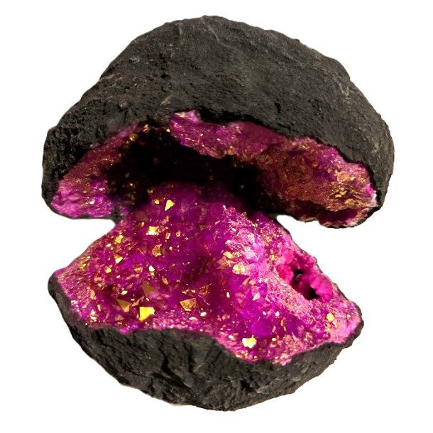 Geode st Violet m/guldglimmer, (farvet) 7 - 9 cm