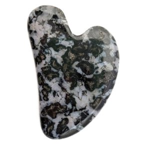 Indigo Gabbro Gua Sha massage sten 8x6 cm lilla og sort