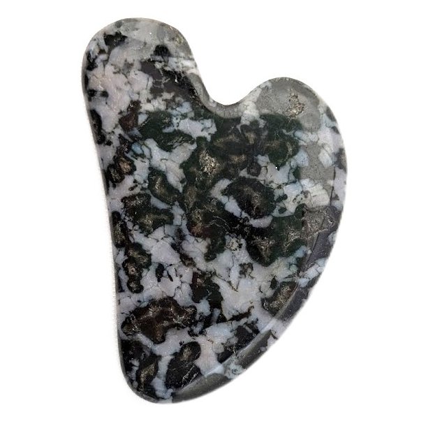 Indigo Gabbro Gua Sha massage sten 8x6 cm lilla og sort